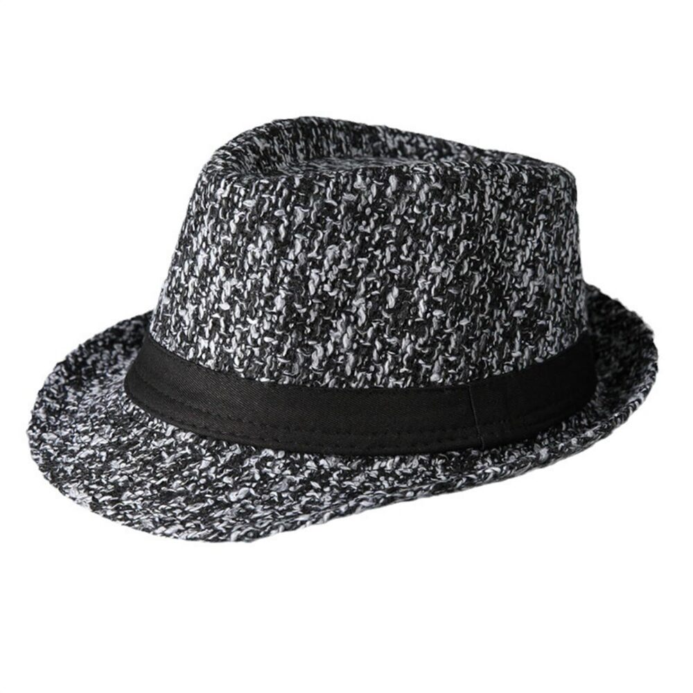9529 Fedora Hats , Classic Winter Woolen Short Brim Felt Panama Hat